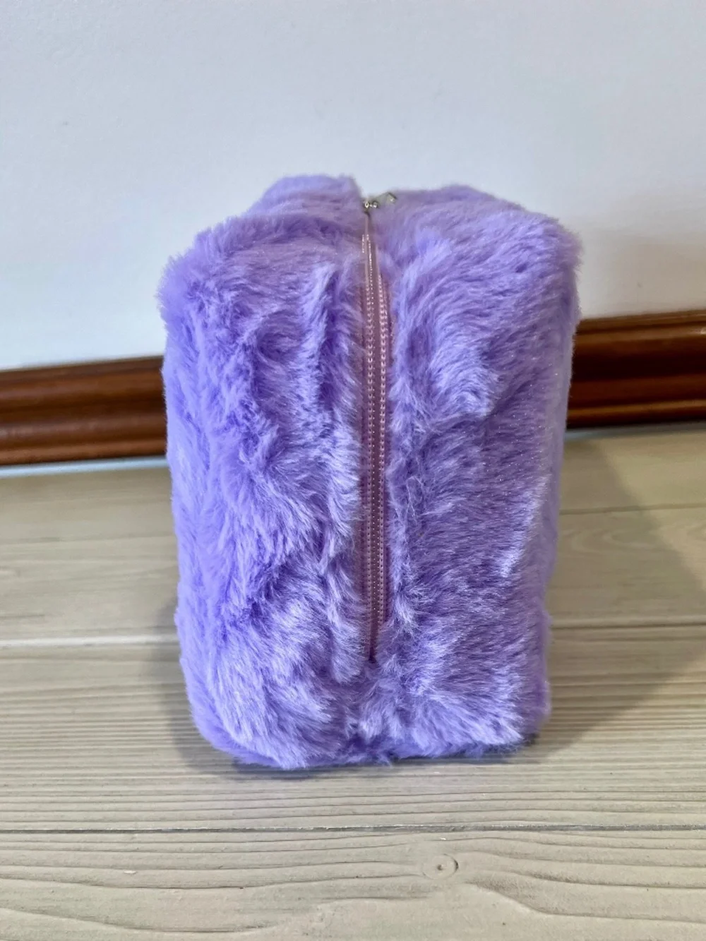 Original Squishmallows Faux Fur Cosmetic Bag - Lavender